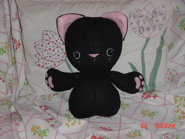 In this image in the center there is one toy, at the bottom there is blanket and one pillow. At the...